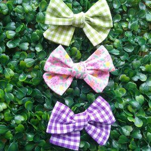 Gingham Bows, Set of 3 Hair Bows for little girls NEW